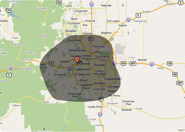 Map: Proudly Serving the Entire Denver Metro and Surrounding Area